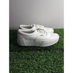 VANS ERA STACKED LEATHER TRUE WHITE PLATFORMS Womans Size 8.5. Mens 7